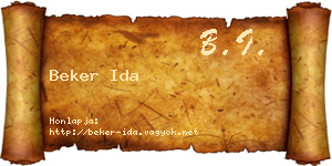 Beker Ida névjegykártya